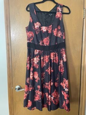 City Chic Black Dress with Red and Orange Floral Print